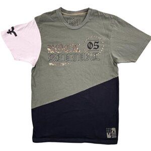 Rock Revival Shirt Mens Medium Colorblock Green Black Graphic Tee Made in USA 05